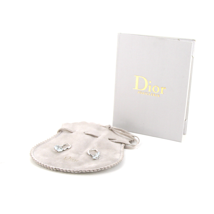 Paire de boucles d'oreilles Dior Oui en or blanc, aigue-marine et diamants - Detail D2