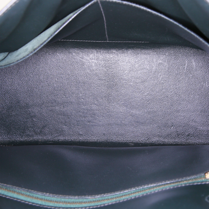 Bolso de mano Hermes Kelly 32 cm en cuero box verde oscuro - Detail D3