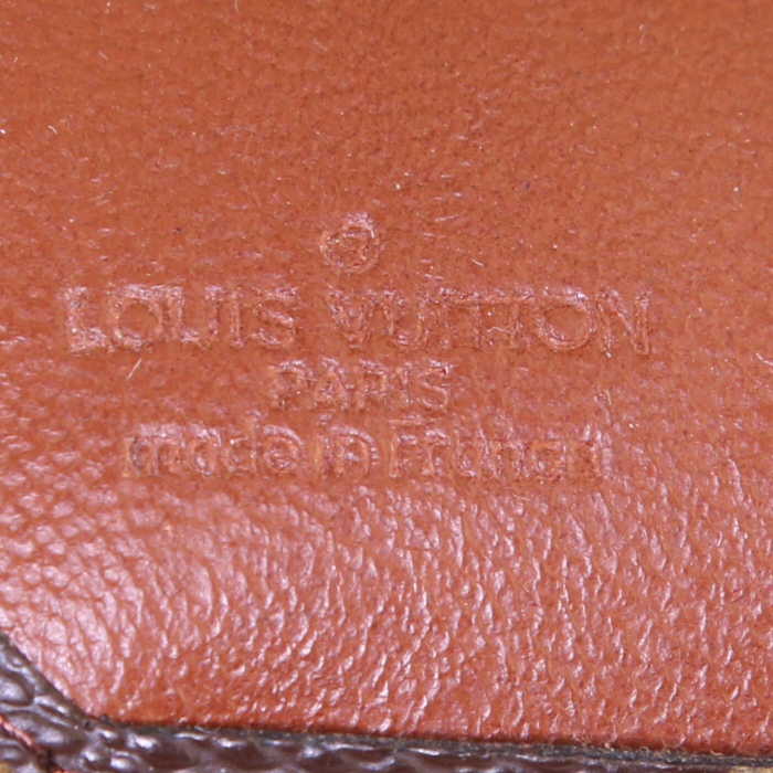 Pochette Louis Vuitton Vintage en toile monogram et cuir naturel marron - Detail D3
