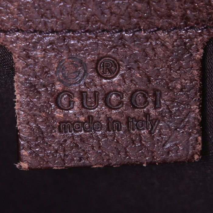 Bolso de mano Gucci en terciopelo marrón, azul y naranja y cuero marrón - Detail D3