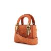 Dior Mini Lady Dior shoulder bag in orange leather cannage - 00pp thumbnail