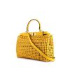 Fendi Peekaboo handbag in yellow braided leather - 00pp thumbnail