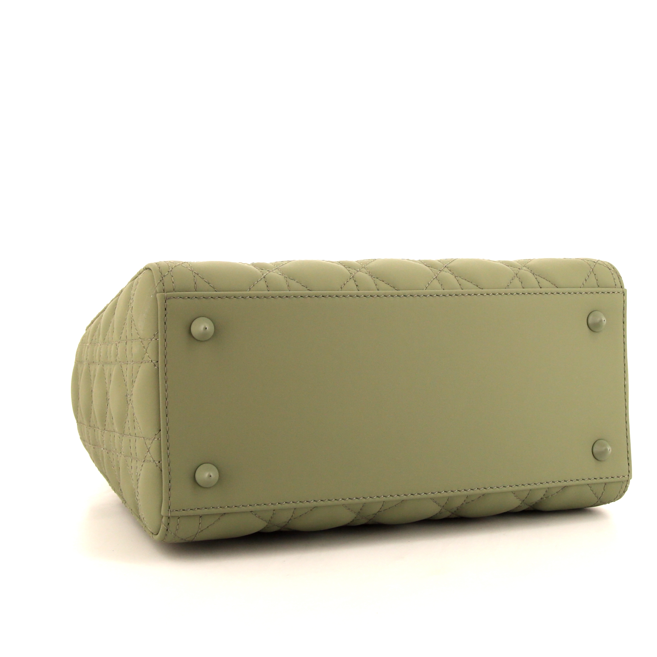 Bolso de mano Dior Lady Dior modelo mediano en cuero cannage verde - Detail D5