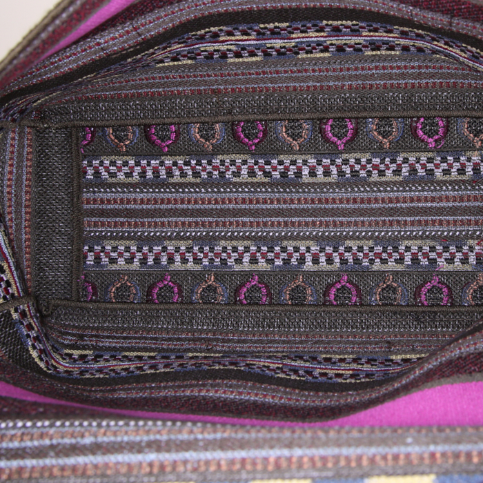 Dior Diorcamp shoulder bag in pink and khaki canvas - Detail D2