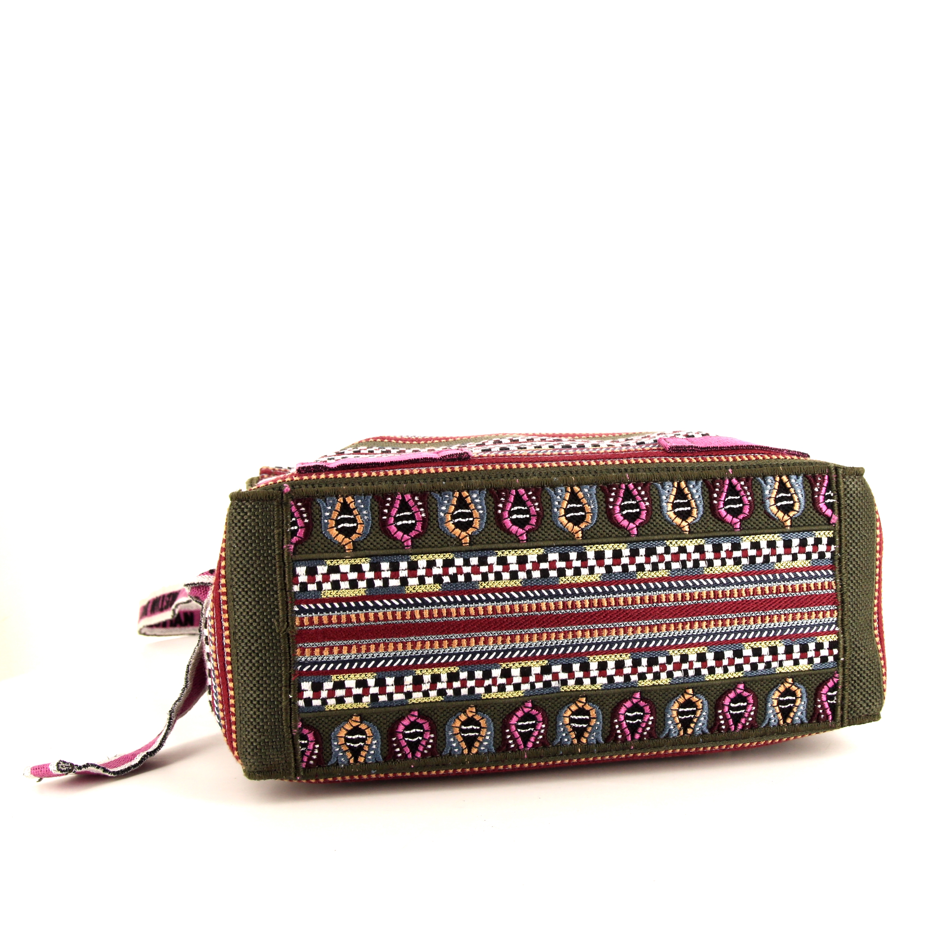 Dior Diorcamp shoulder bag in pink and khaki canvas - Detail D4