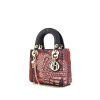 Dior Mini Lady Dior handbag in dark blue and red leather - 00pp thumbnail