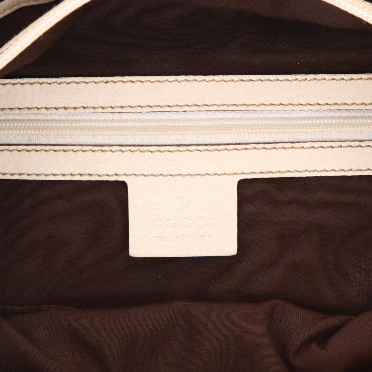 Bolso Cabás Gucci Vintage en lona Monogram beige y cuero blanco - Detail D2