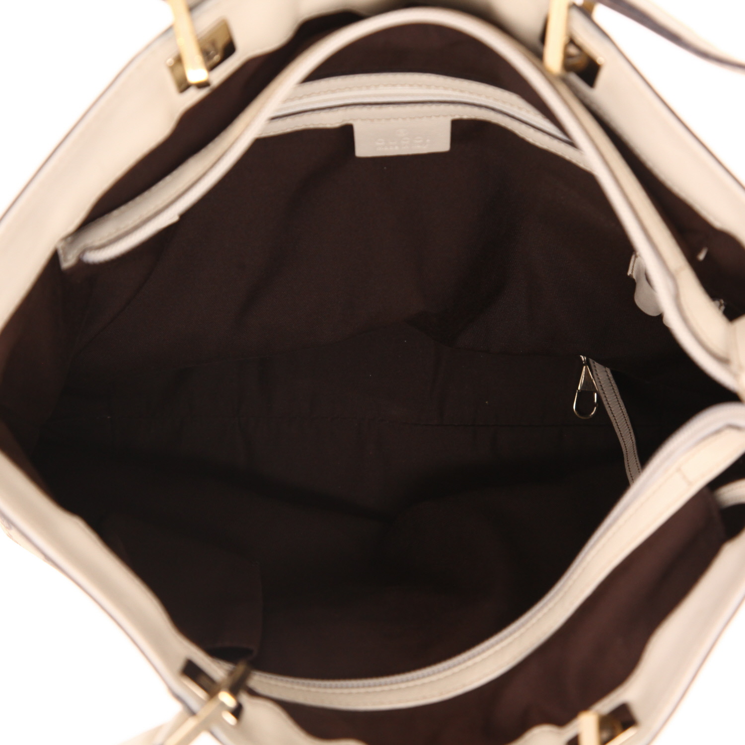 Shopping bag Gucci Gucci Vintage in tela monogram beige e pelle bianca - Detail D3