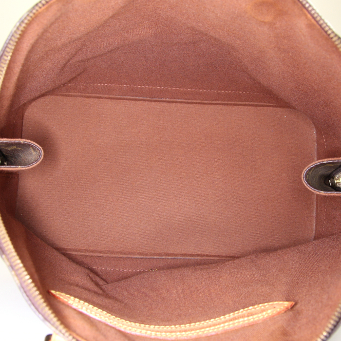 Borsa Louis Vuitton Alma modello piccolo in tela monogram marrone e pelle naturale - Detail D2