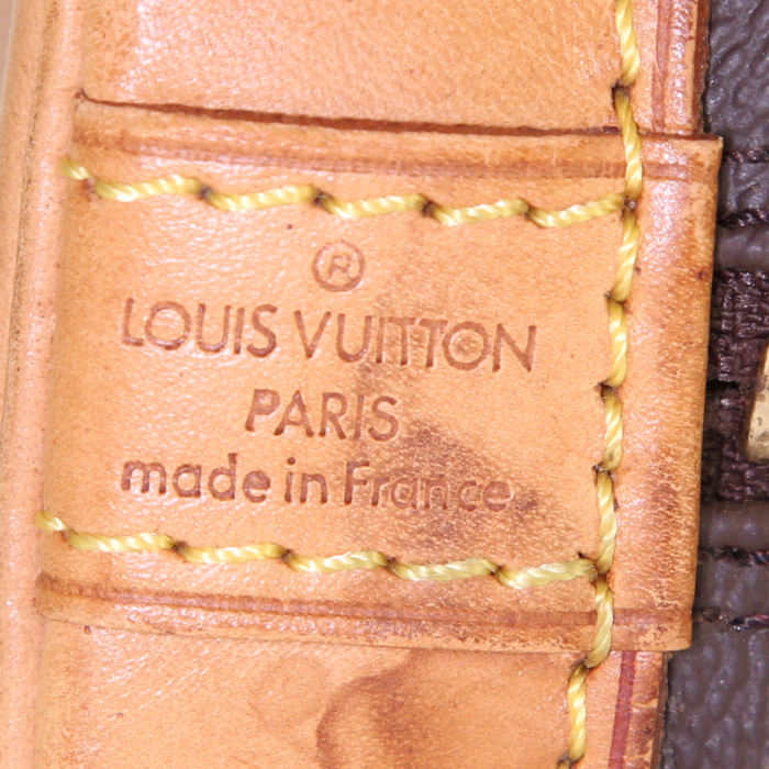 Sac à main Louis Vuitton Alma petit modèle en toile monogram marron et cuir naturel - Detail D3