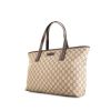 Shopping bag Gucci Gucci Vintage in tela monogram cerata beige e pelle marrone - 00pp thumbnail