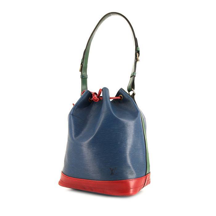 Shopping bag Louis Vuitton Grand Noé modello grande in pelle Epi blu verde e rossa