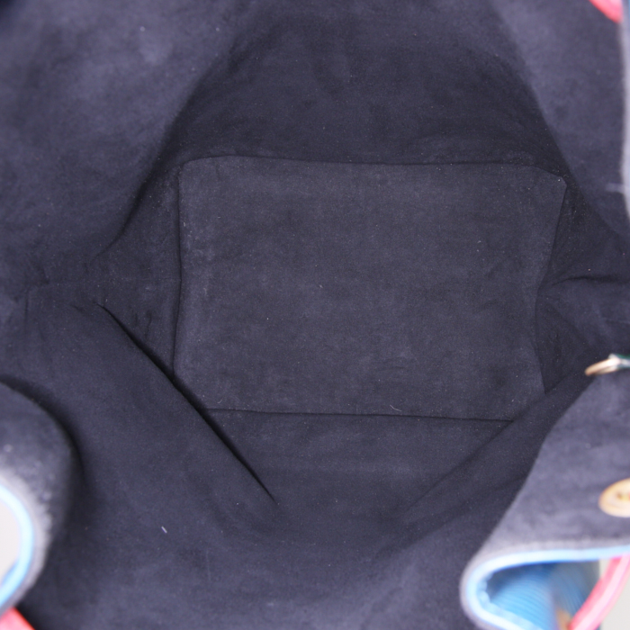 Bolso Cabás Louis Vuitton Grand Noé modelo grande en cuero Epi azul, verde y rojo - Detail D2