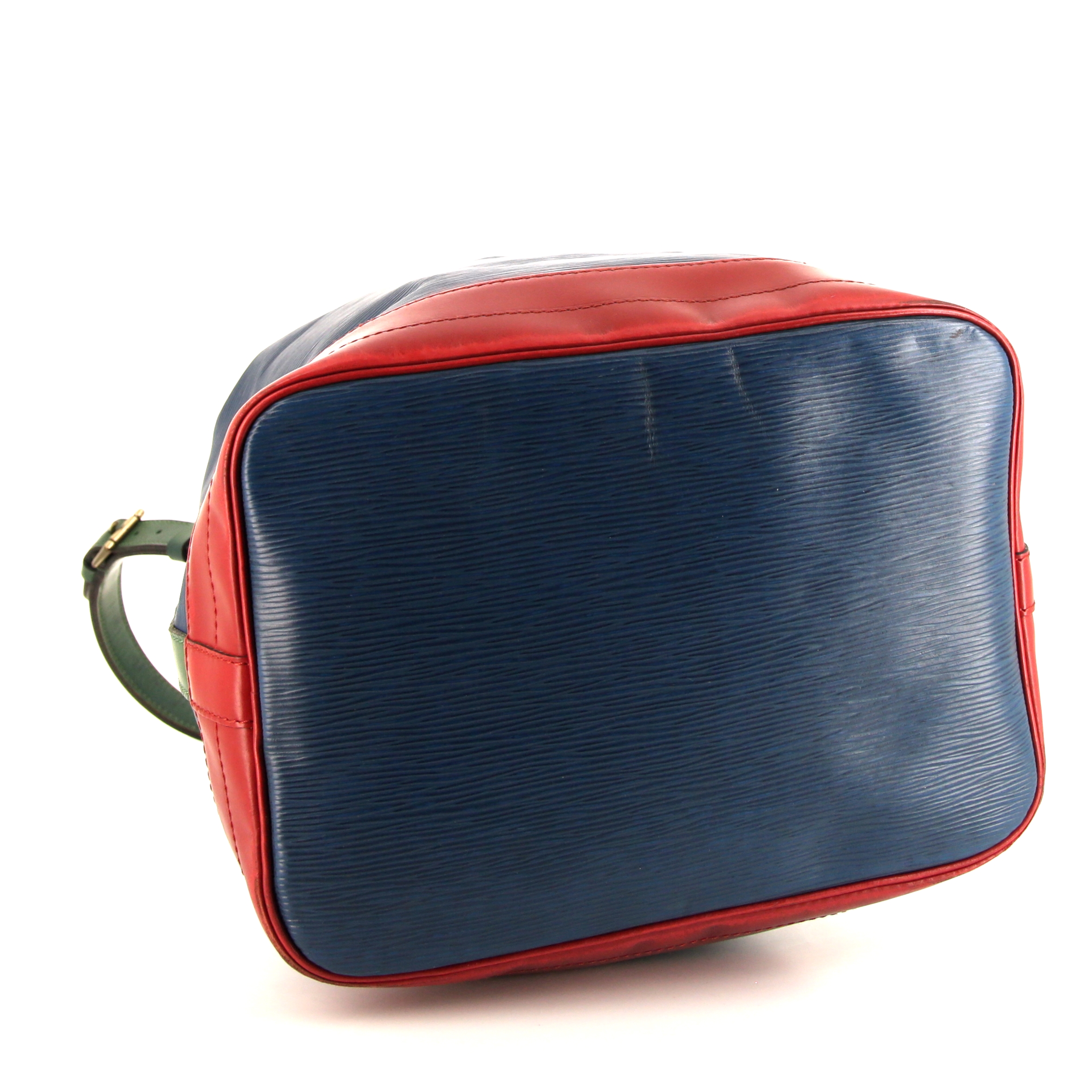 Sac cabas Louis Vuitton Grand Noé grand modèle en cuir épi bleu vert et rouge - Detail D4