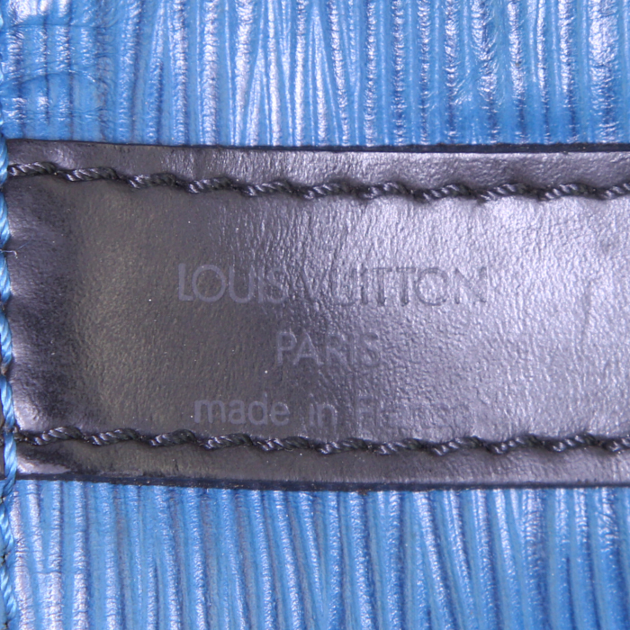 Shopping bag Louis Vuitton petit Noé in pelle Epi bicolore blu e nera - Detail D3