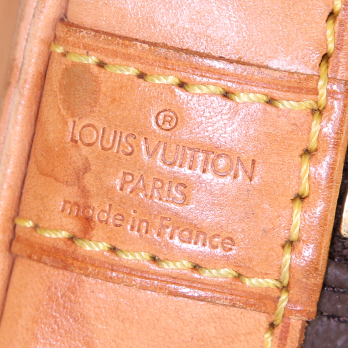 Borsa Louis Vuitton Alma modello piccolo in tela monogram marrone e pelle naturale - Detail D3
