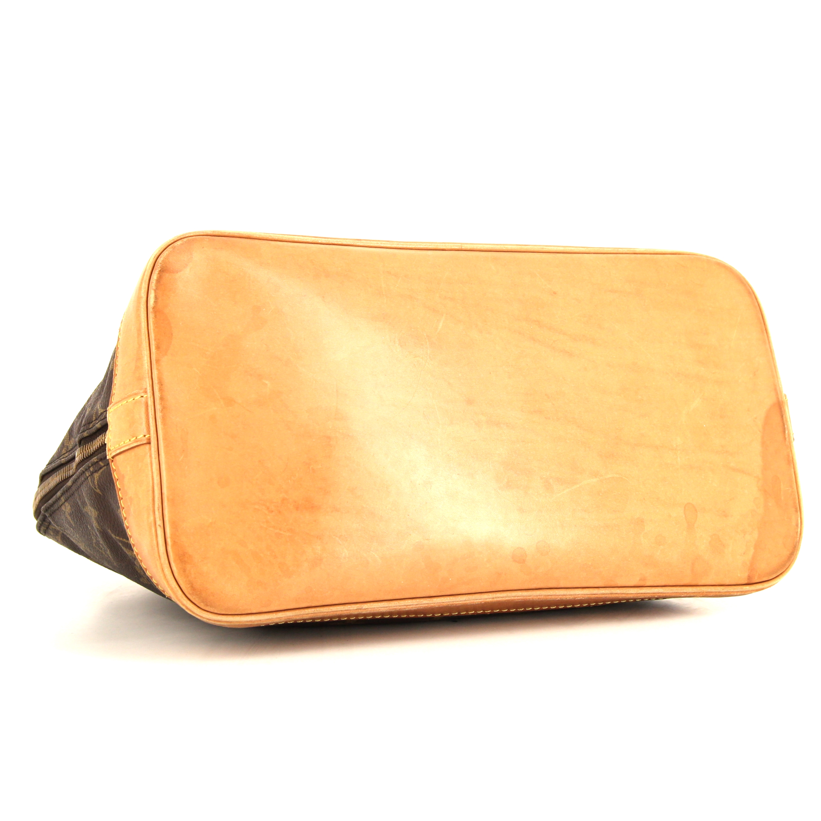 Borsa Louis Vuitton Alma modello piccolo in tela monogram marrone e pelle naturale - Detail D4