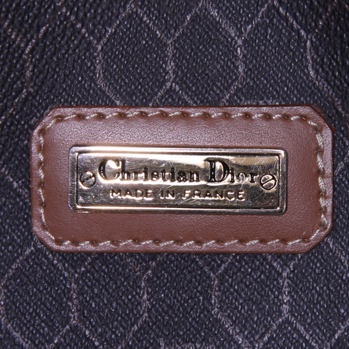 Sac de voyage Dior Vintage en toile monogram marron et cuir marron - Detail D3