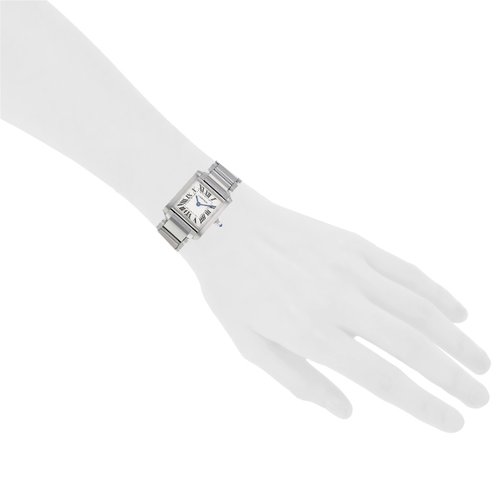 Montre Cartier Tank Française petit modèle en acier Ref : 2384 Vers 2000 - Detail D1
