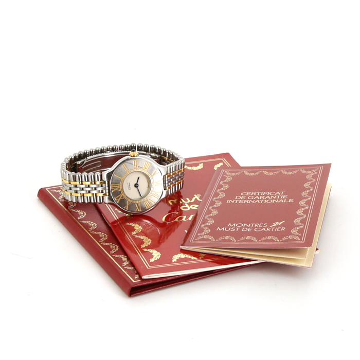 Montre Cartier Must 21 en acier et vermeil Ref :  125000P Vers  1994 - Detail D2