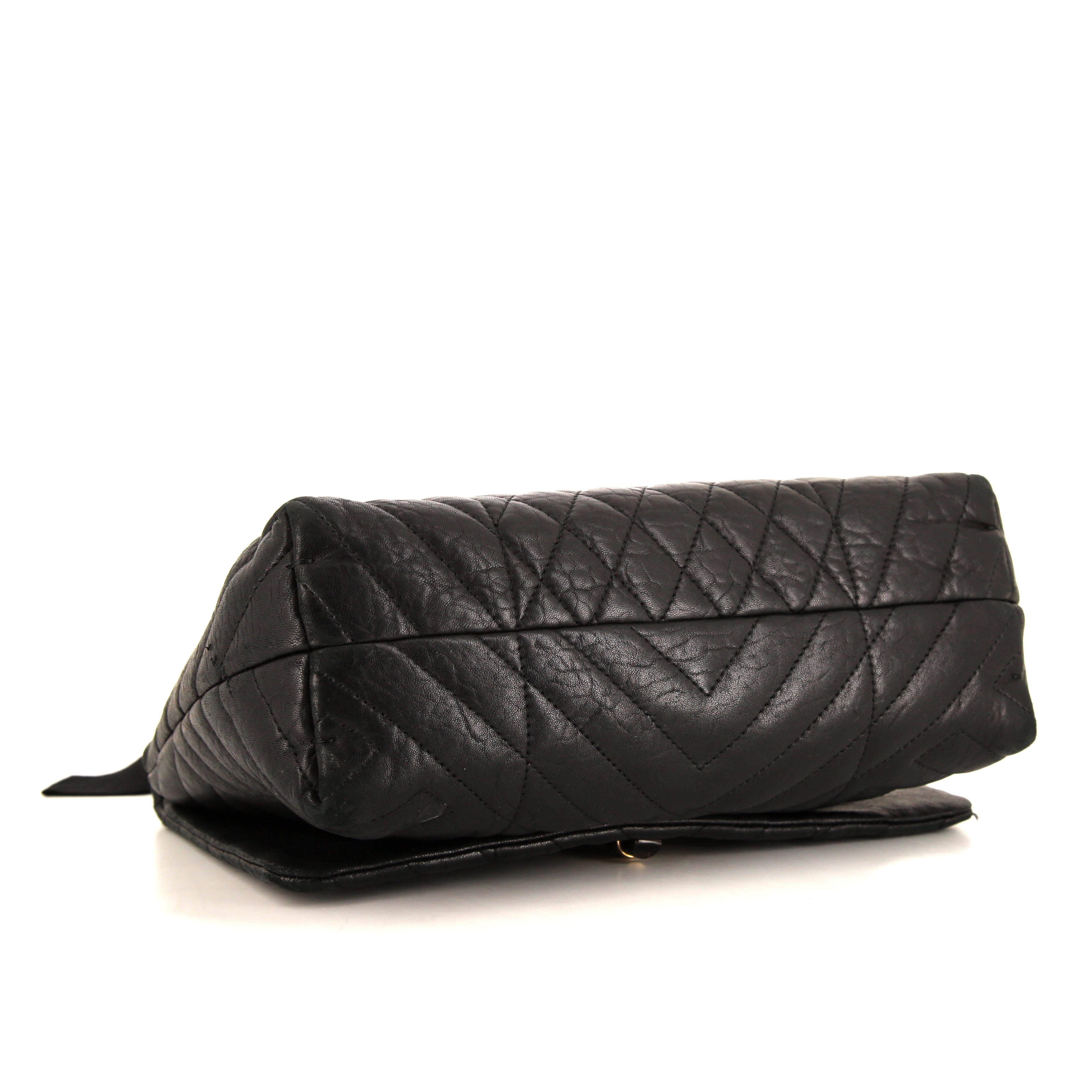 Lanvin Happy handbag in black chevron quilted leather - Detail D5