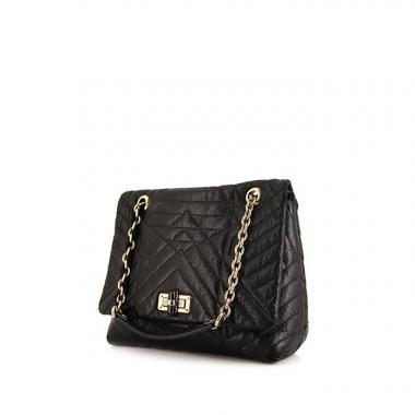 Borsa Lanvin Happy in pelle trapuntata a zigzag nera