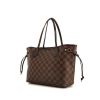 Shopping bag Louis Vuitton Neverfull modello piccolo in tela cerata con motivo a scacchi ebano e pelle marrone - 00pp thumbnail