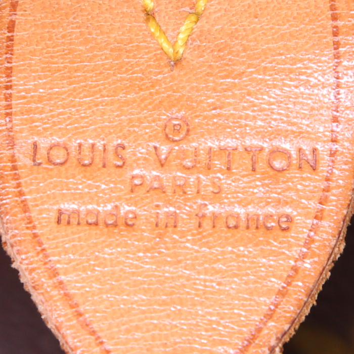 Sac de voyage Louis Vuitton Keepall 50 cm en toile monogram marron et cuir naturel - Detail D3