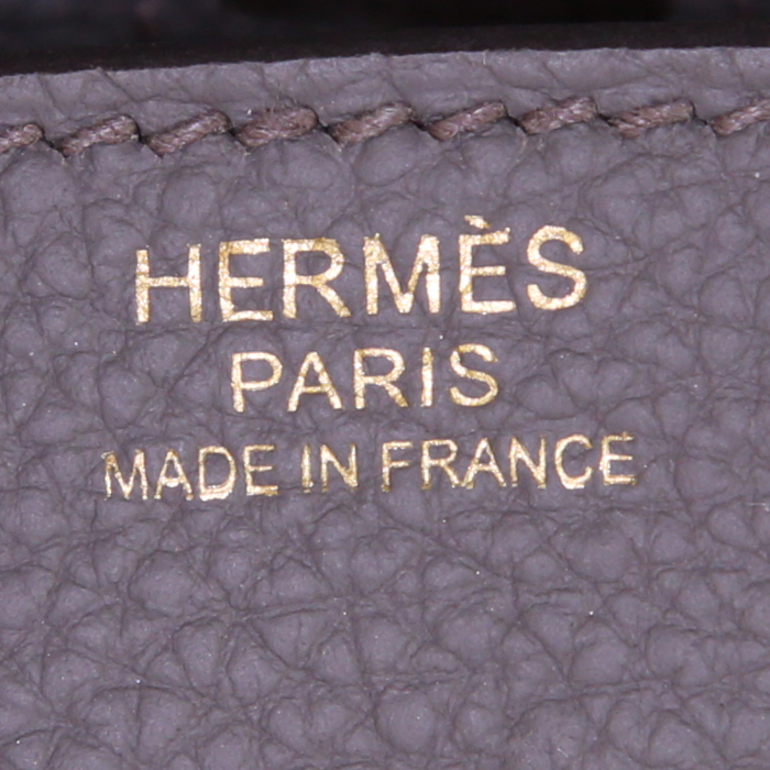 Borsa Hermes Birkin 30 cm in pelle togo grigia stagna - Detail D3
