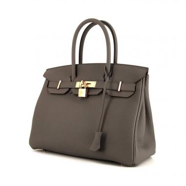 Borsa Hermes Birkin 30 cm in pelle togo grigia stagna