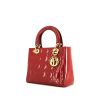 Dior Lady Dior medium model handbag in red patent leather - 00pp thumbnail