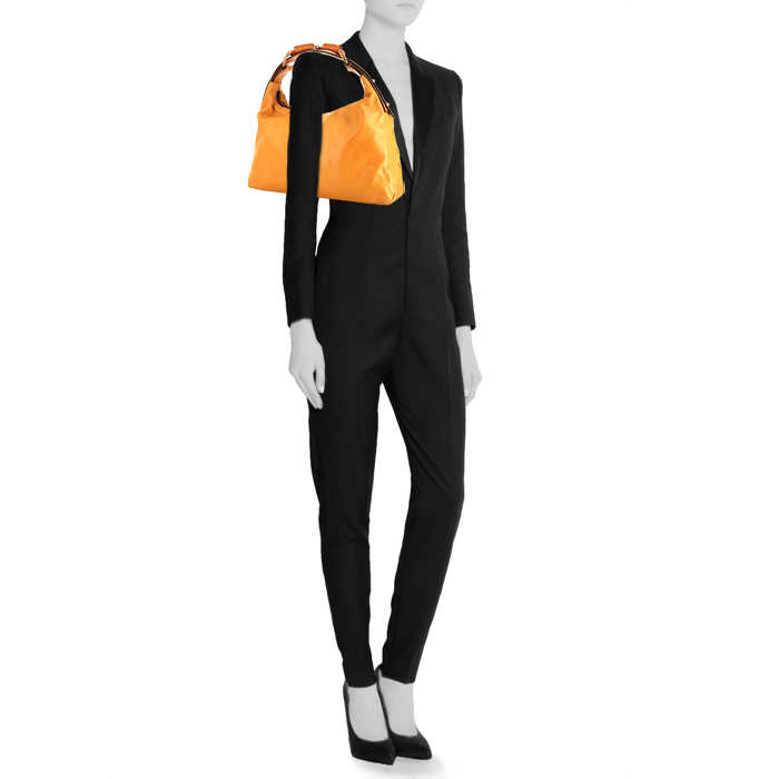 Shopping bag Gucci in pelle arancione - Detail D1