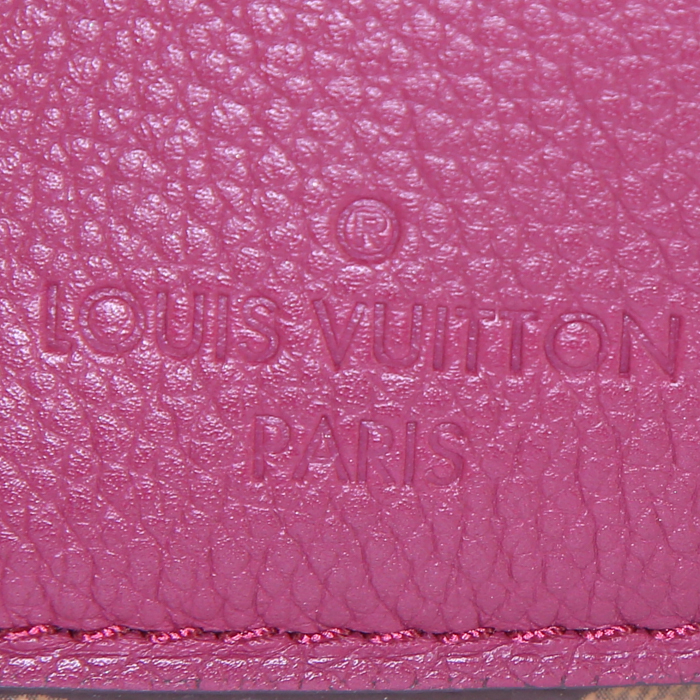 Sac bandoulière Louis Vuitton Pallas en toile monogram marron et cuir fuschia - Detail D4