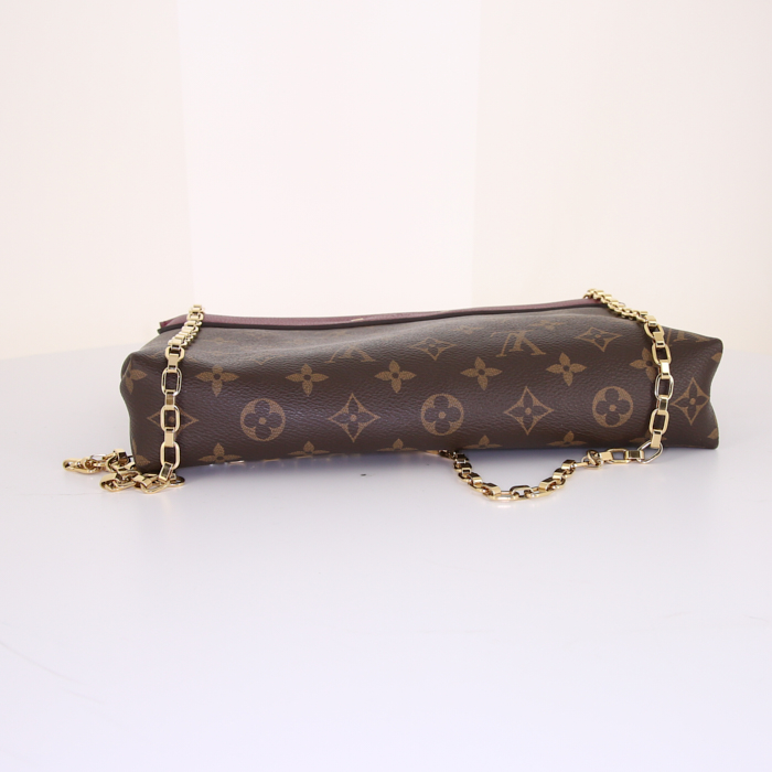 Louis Vuitton Pallas shoulder bag in brown monogram canvas and fuchsia leather - Detail D5