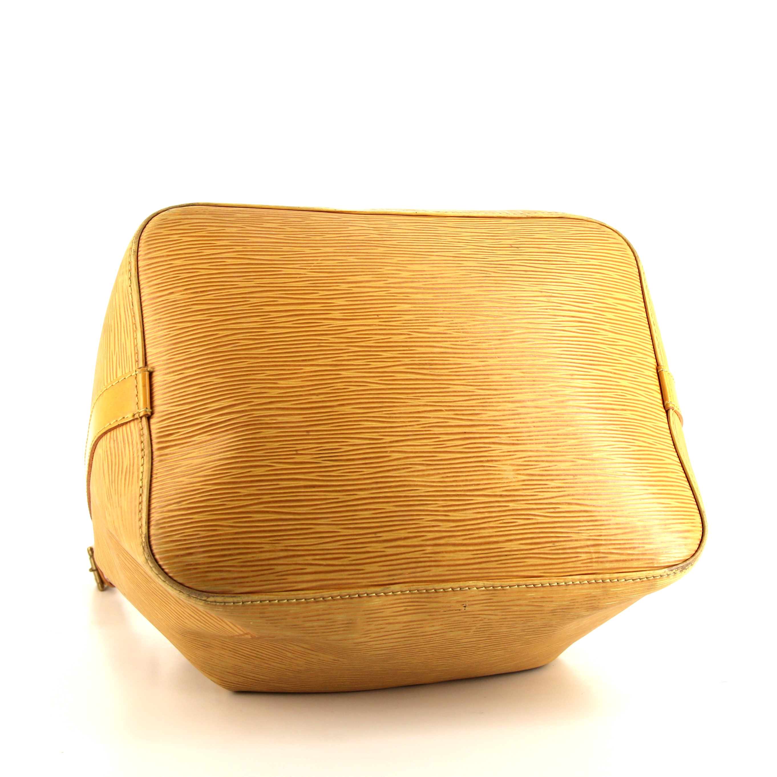 Sac cabas Louis Vuitton petit Noé en cuir épi jaune - Detail D4