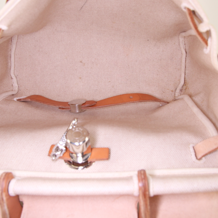 Mochila Hermes Herbag en lona beige y vaca Hunter natural - Detail D2