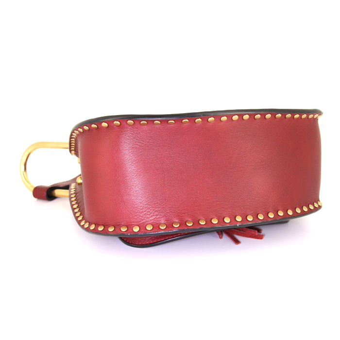 Borsa a tracolla Chloé Hudson in pelle bordeaux con decoro di borchie - Detail D4