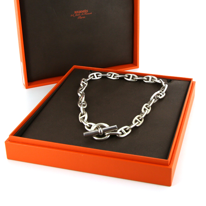 Collier Hermes Chaine d'Ancre moyen modèle en argent - Detail D2