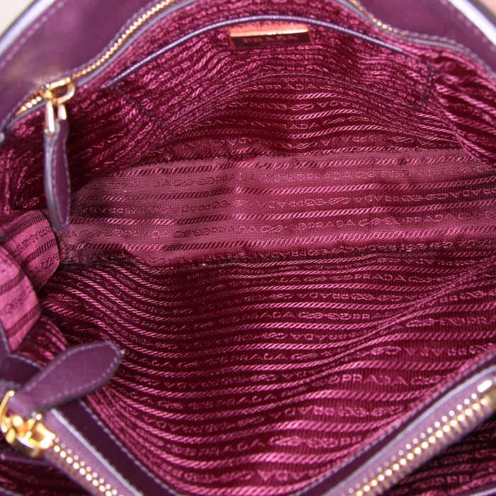 Shopping bag Prada Lux Tote in pelle saffiano bordeaux - Detail D2
