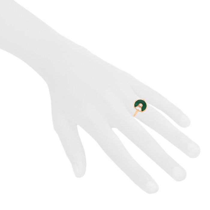 Cartier Amulette small model ring in pink gold,  malachite and diamond - Detail D1
