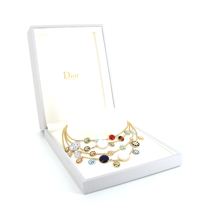 Reversible Dior Rose des vents necklace in yellow gold,  white gold and colored stones - Detail D3