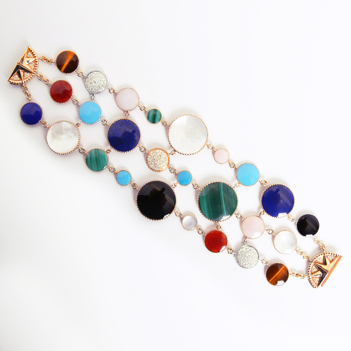 Bracciale Dior Rose des vents in oro giallo,  oro bianco e pietre colorate - Detail D1