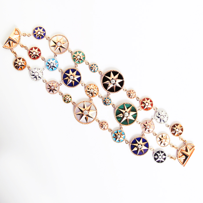 Brazalete Dior Rose des vents en oro amarillo,  oro blanco y piedras de colores
