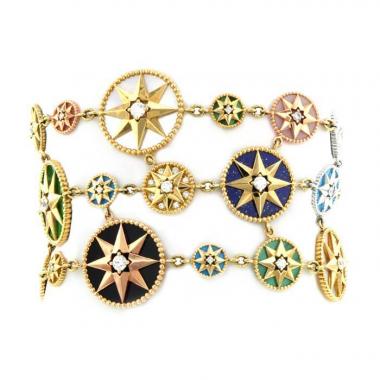 Brazalete Dior Rose des vents en oro amarillo,  oro blanco y piedras de colores