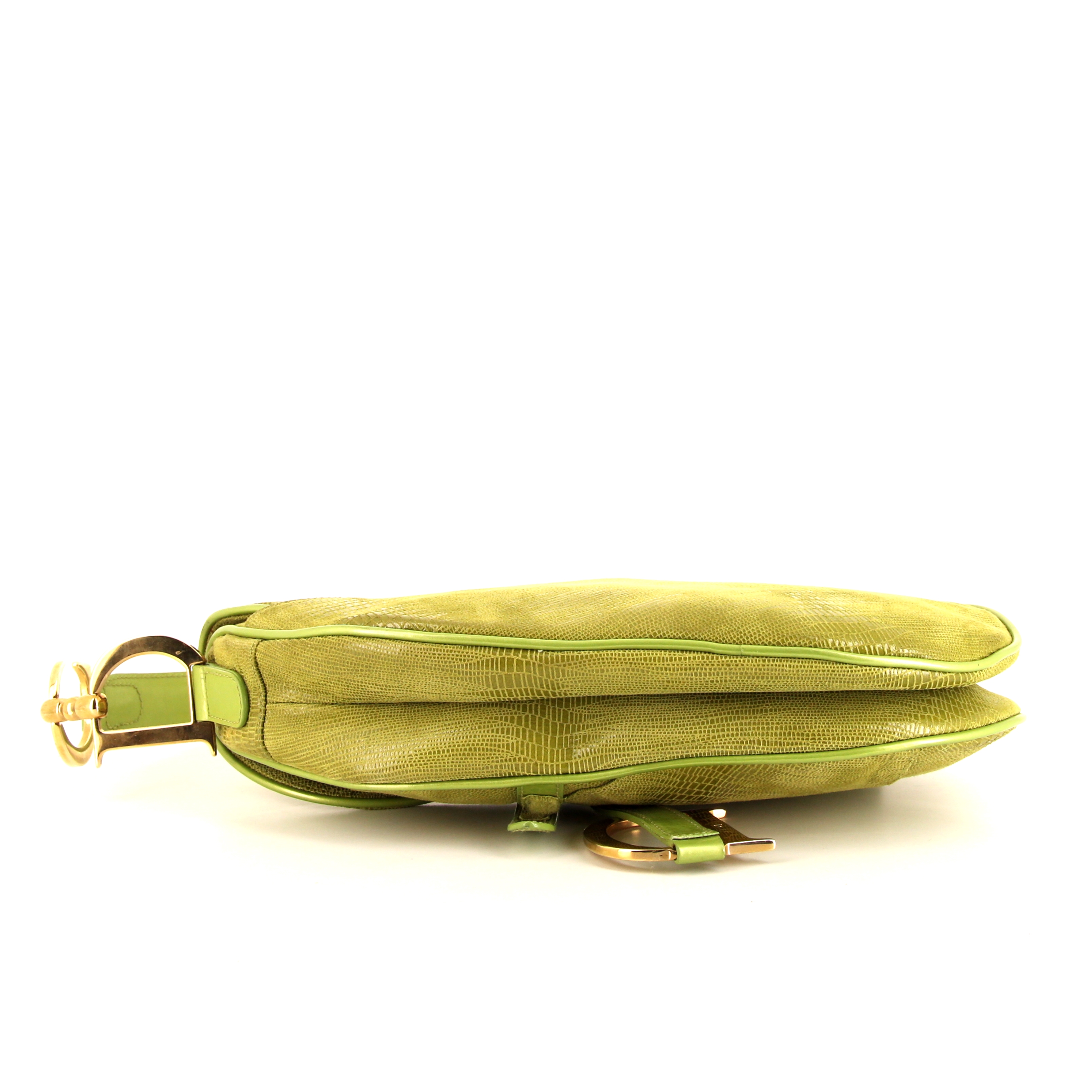 Sac à main Dior Saddle en cuir irisé vert - Detail D4