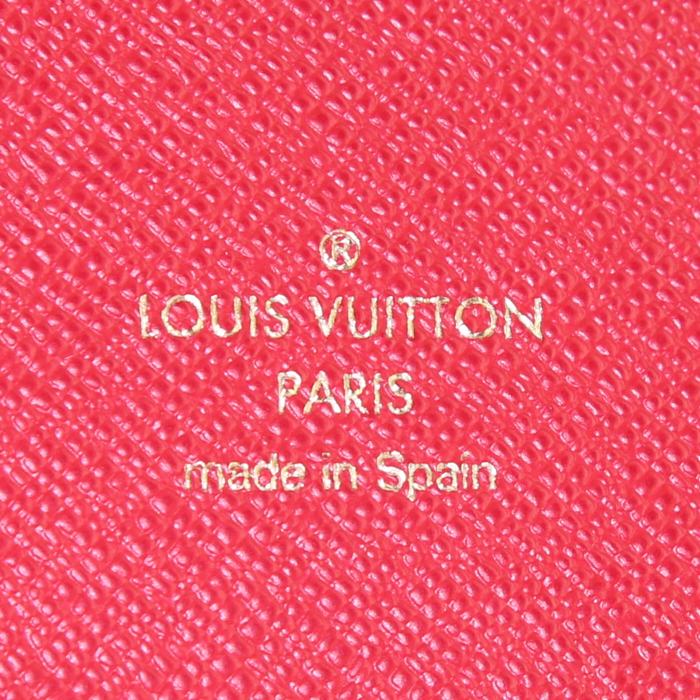 Portefeuille Louis Vuitton Kimono en toile monogram marron et cuir rouge - Detail D3