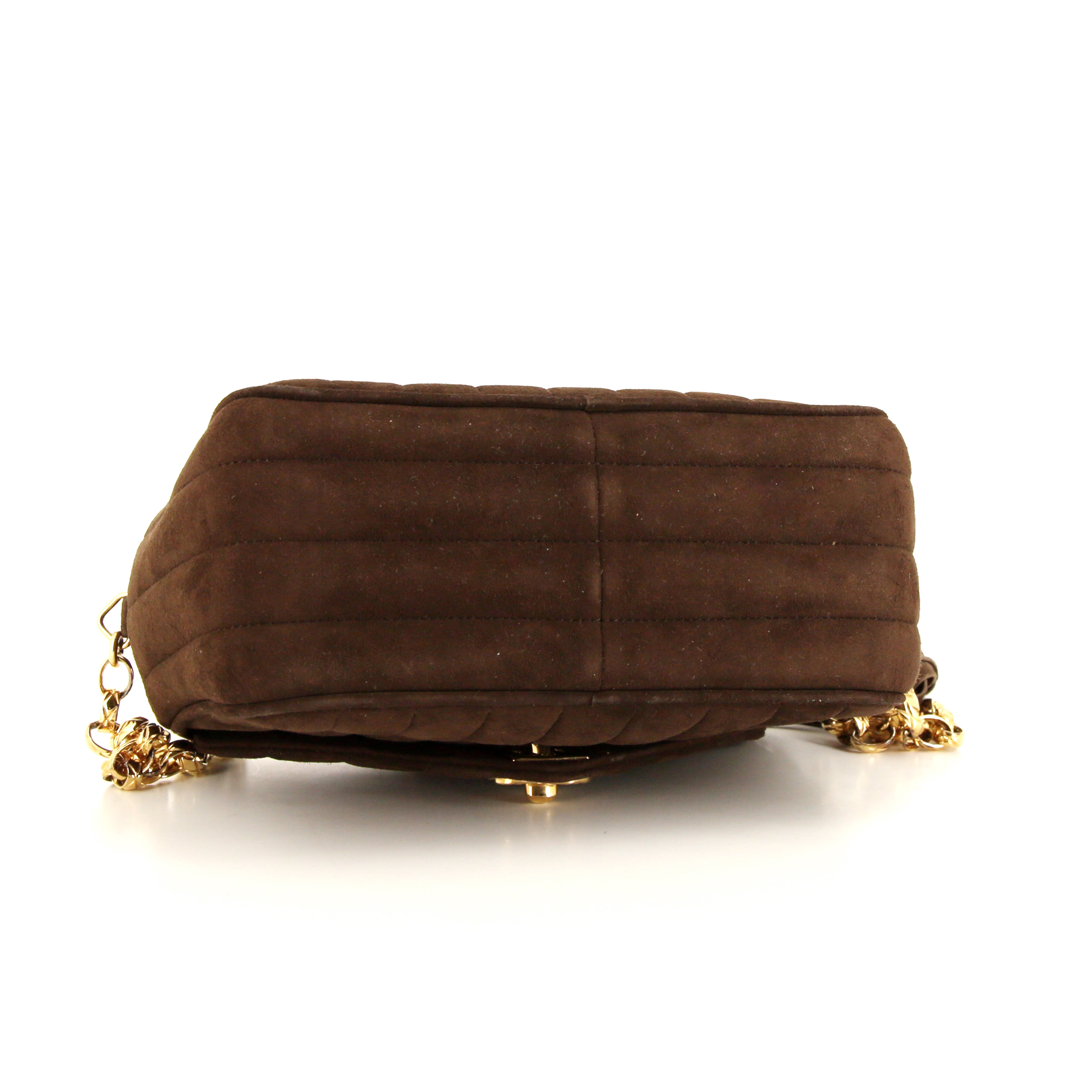Bolso bandolera Chanel Vintage en ante marrón - Detail D4