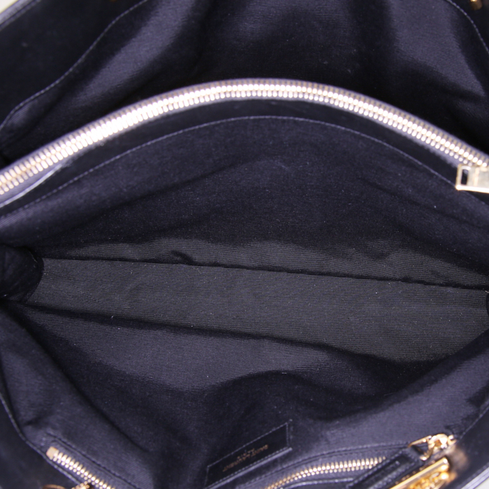 Shopping bag Saint Laurent College in pelle trapuntata a zigzag nera con motivo a spina di pesce - Detail D2