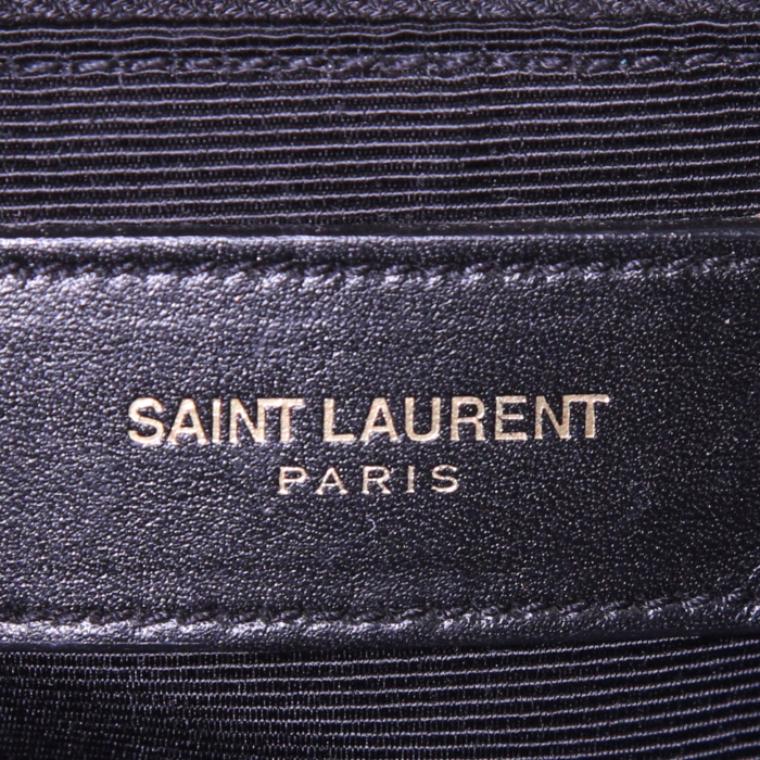 Sac cabas Saint Laurent College en cuir matelassé chevrons noir - Detail D3