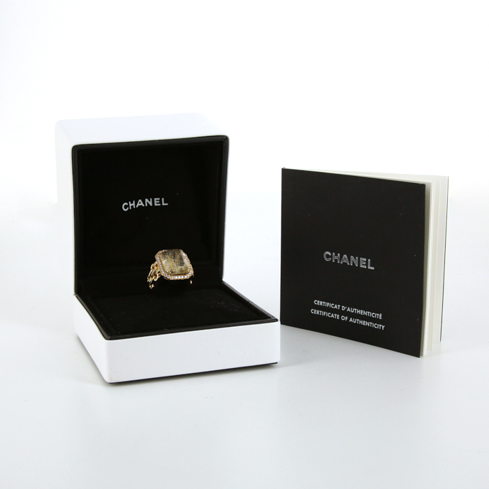 Sortija Chanel My Chain en oro amarillo, cuarzo y diamantes - Detail D2